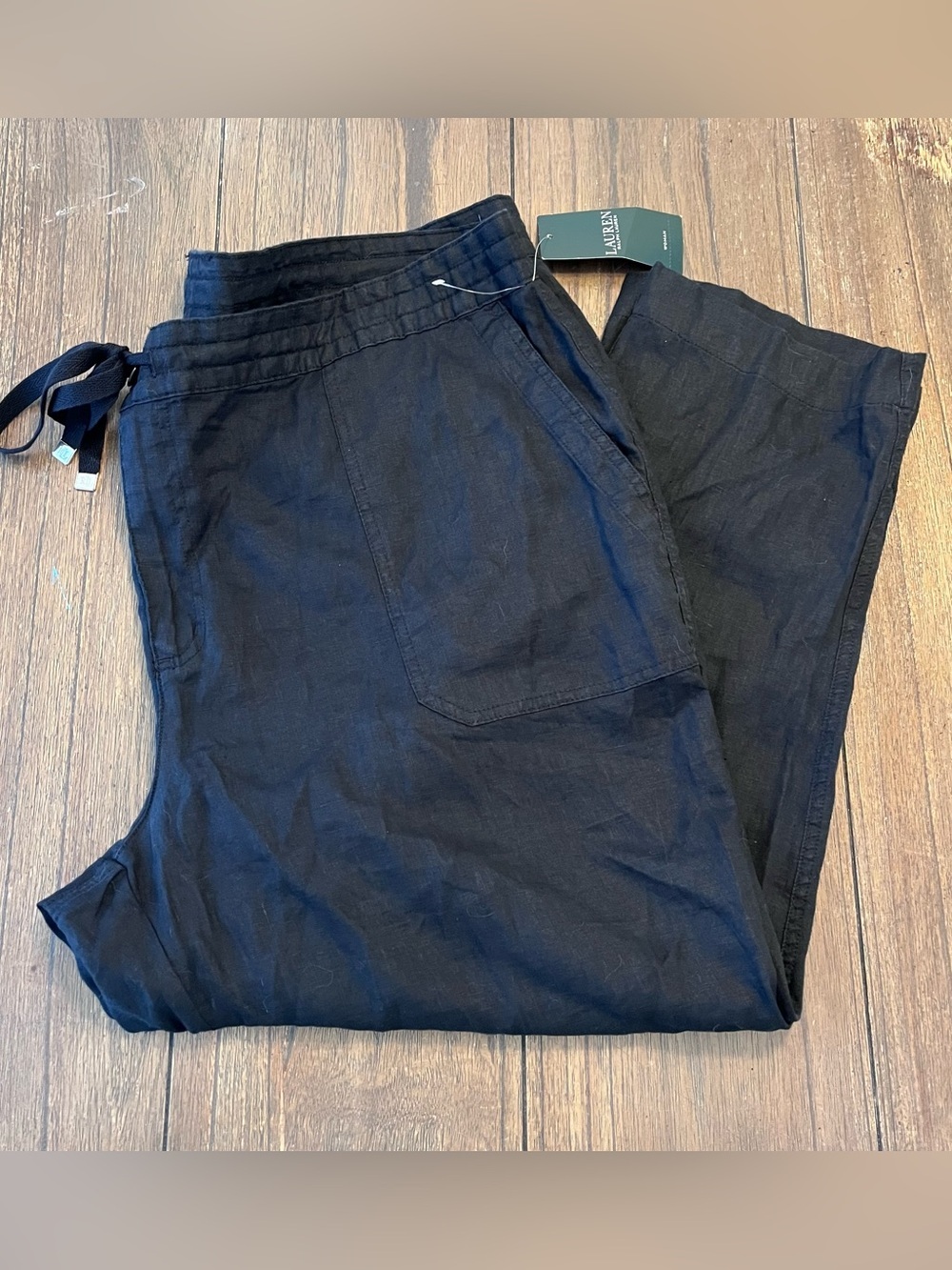 NWT Lauren Ralph Lauren Black Linen Capris Women’s size 20W